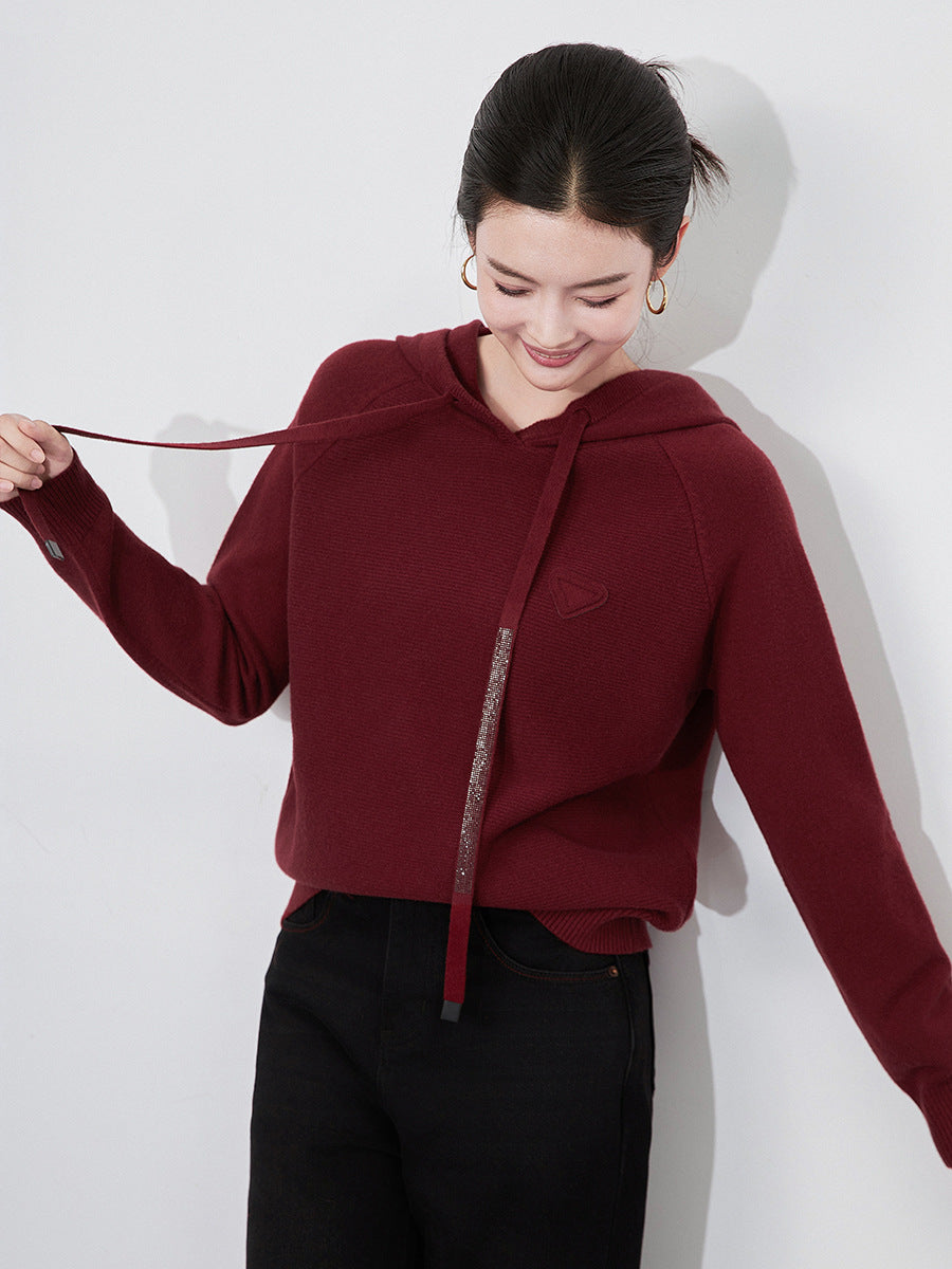 Thickened Casual Hooded Knitted Sweater Women's Loose Yuanbao Needle Sweatshirt Autumn Winter New Style Base Shirt
