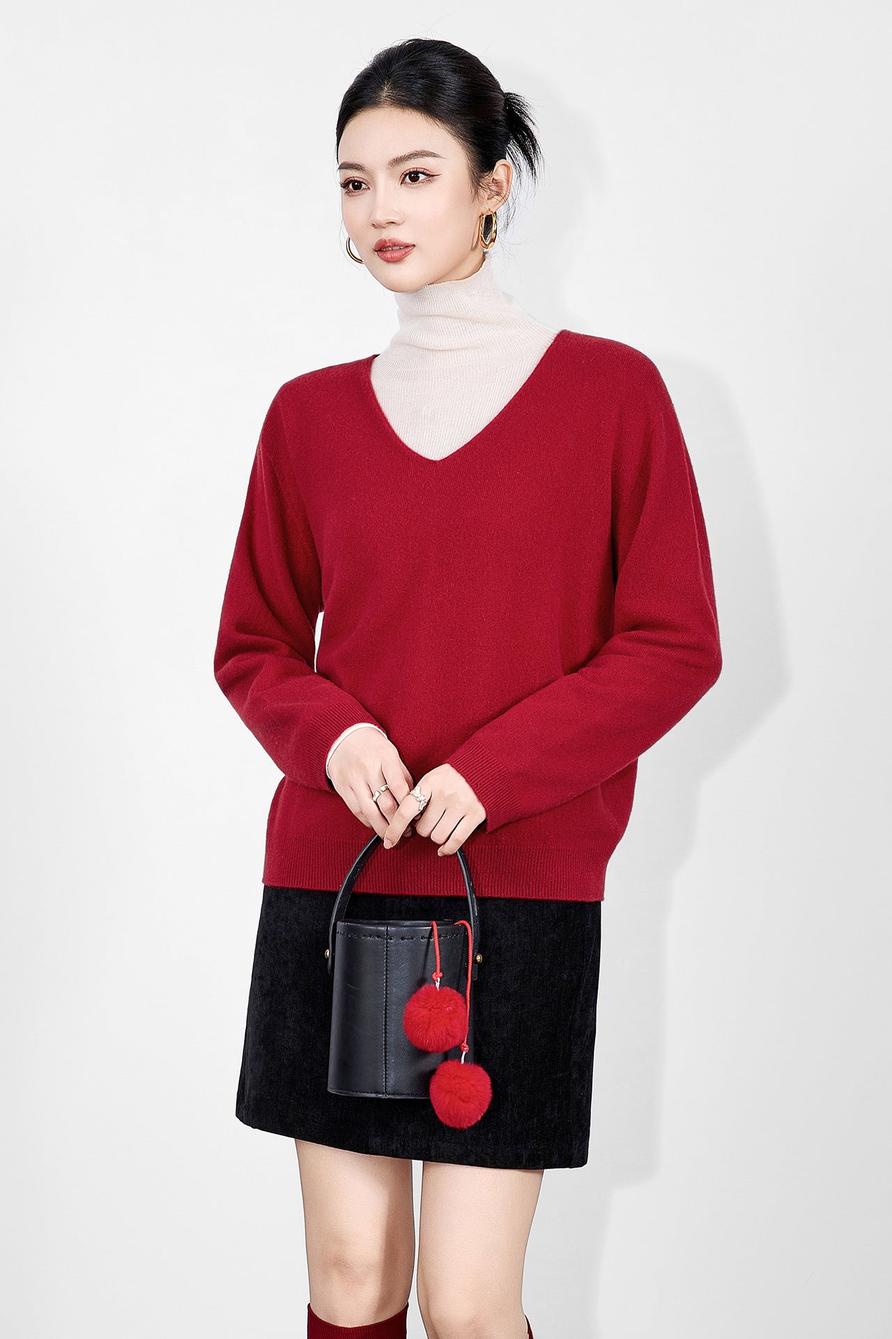 Merino Wool Women Pullovers V-neck Long Sleeve Knitted Basics Sweaters Loose Tops Women's Solid Pullover Sweater