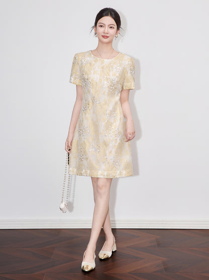Chinese Sle Lightweight Breathable Hemp Embroidered Dr Women's V-ne Ort Sve Dres Casual A-line Skirt