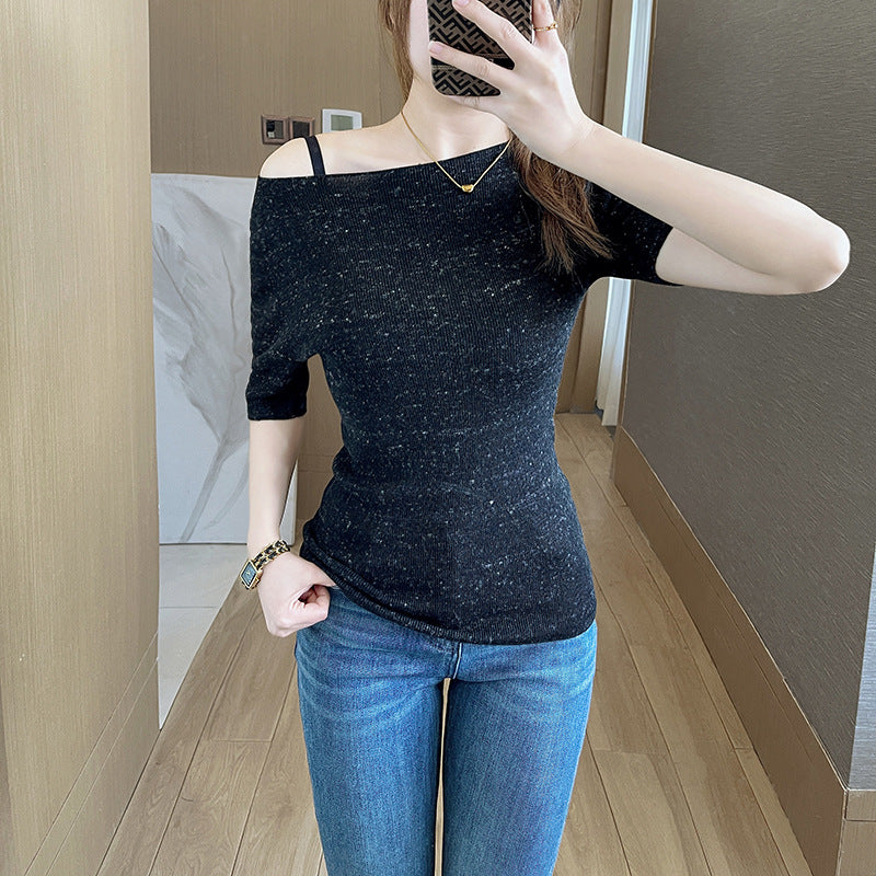 Elegant French Intellectual Seamless Ultrafine Lin Wool Knitted Sweater 16 Needle Smooth Minimalist Polyester Casual Style