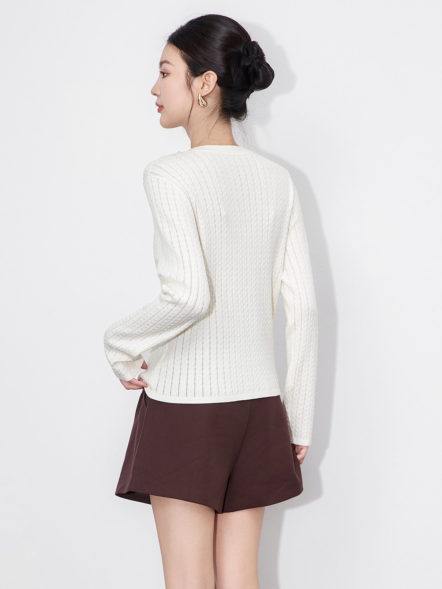 Spring New Round Neck Diamonds Embellished Knitted Women Pullover Sweater Long Sleeved Knitwear Lady Tops