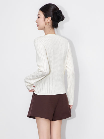 Spring New Round Neck Diamonds Embellished Knitted Women Pullover Sweater Long Sleeved Knitwear Lady Tops