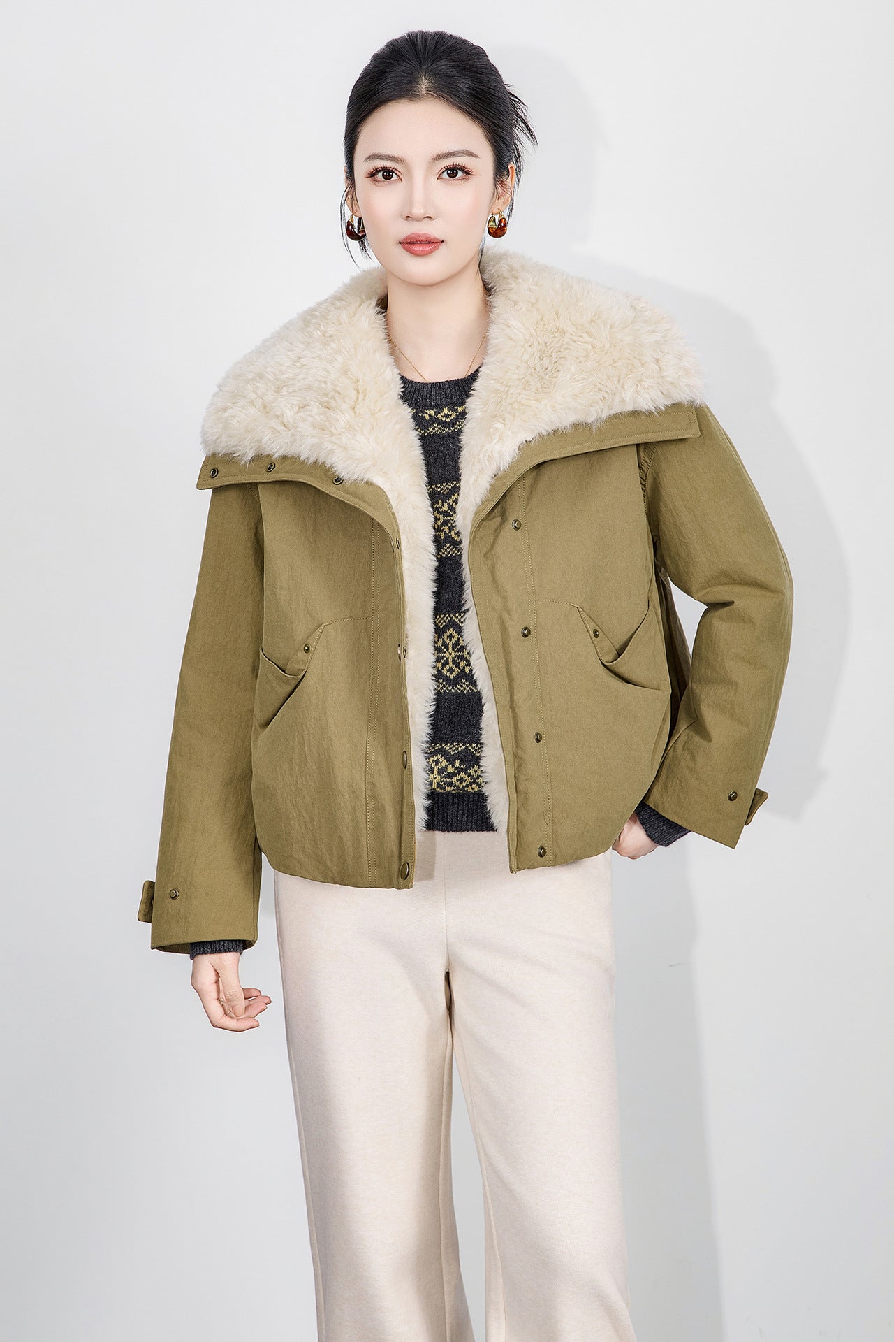 Retro Sle Women's Down Jaet Du Down Filling Warm Thiened Winter Coat Classic Sle Coat with Vintage Touch