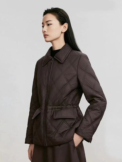 European and American Style New Fashionable Temperament Women's Long-sleeved Lapel Quilted Cotton Jacket