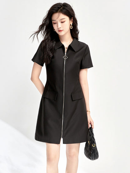 Slim Fit Short Sleeve Hooded Dress Korean Style Thin Summer Fashion Women's Waist Cinching Slimming Skirt Mini Dress
