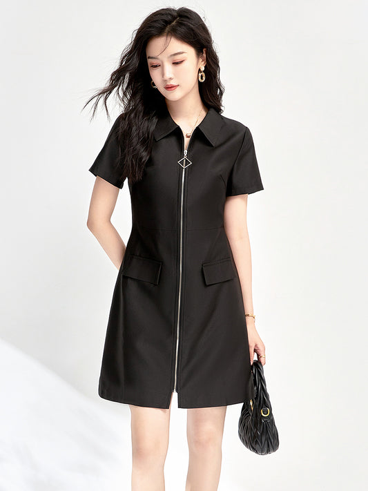 Slim Fit Short Sleeve Hooded Dress Korean Style Thin Summer Fashion Women's Waist Cinching Slimming Skirt Mini Dress