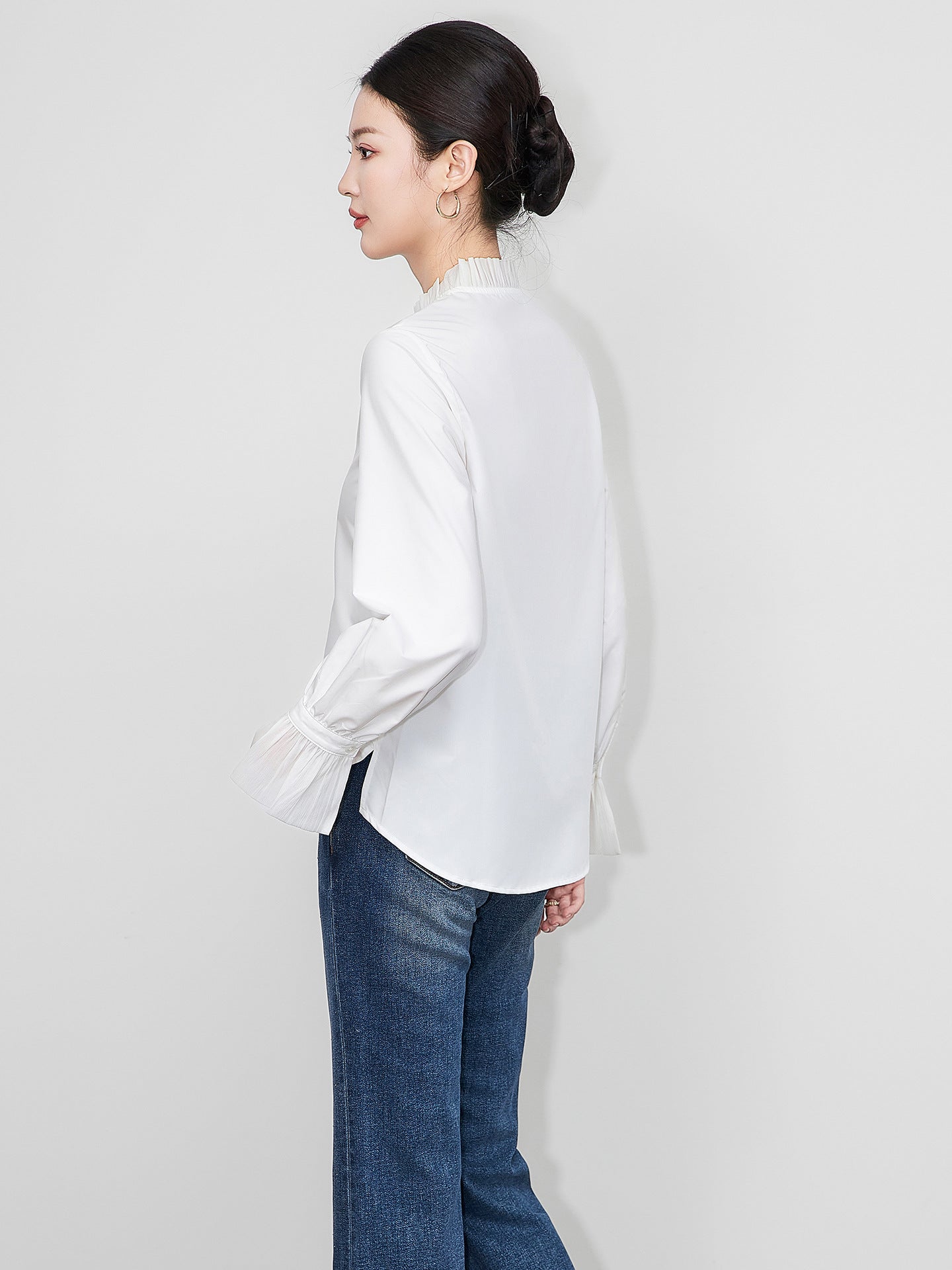 Standing Collar Commuting Shirt For Women's Summer 2025 New French Quarter Sleeved Women
