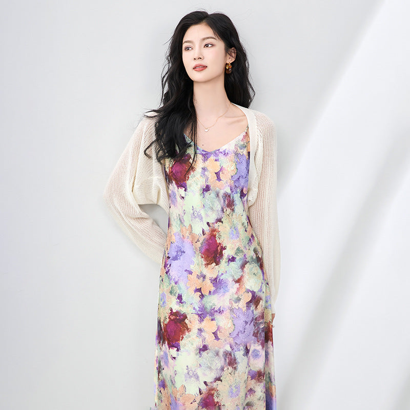 French Ice Silk Knitted Sun-Proof Cardigan Top Women's Summer Thin Jacket Waistcoat Suspender Skirt Shawl Outer Match Blouse