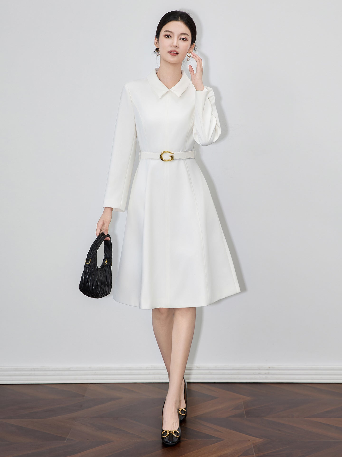 New Professional Women's Dress Elegant Fashionable Waist-Cinching Commute To Work Jewelry Store Full Sleeve Princess Sleeve