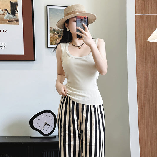 Women's Cotton Built-in Bra Vest Cami with Removable Padding, No Need Bra Top for Yoga Gym & Daily Comfort Wear Running Vest