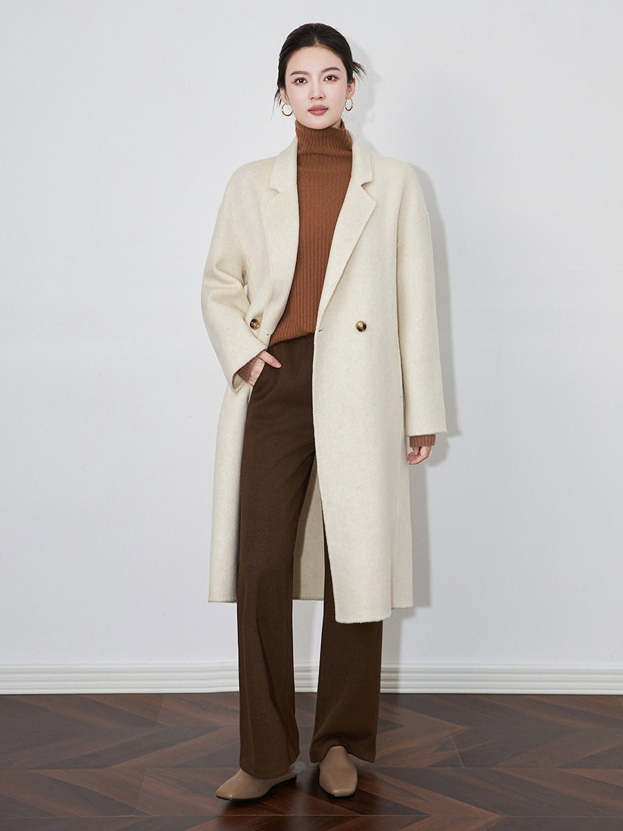 Plus Size Double-Sided Cashmere Overcoat Women's Long Knee-Length Trendy Woolen Coat Outerwear Elegant Autumn Winter New Arrival