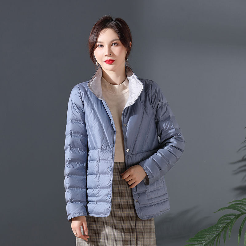 Women Winter Puffer Jacket Top Grade Ultra Lightweight 90% White Duck Down Fashion Short Down Coat Reversible Female Parkas