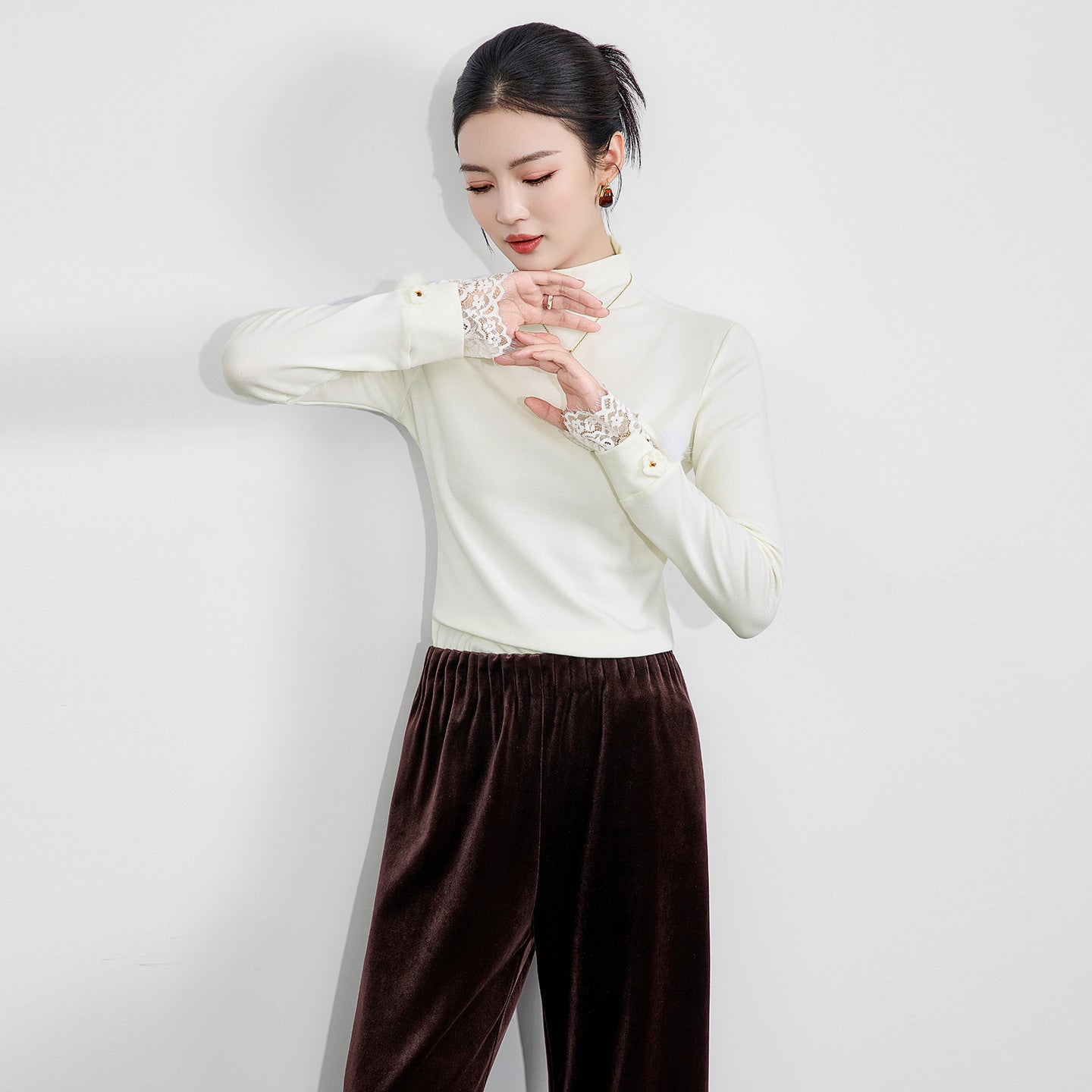 Ultrafine Merino Wool Knitwear 16 Needle Four Flat Dense Weave High Neck Bottoming Sweater Solid Color Simple Versatile Frenc