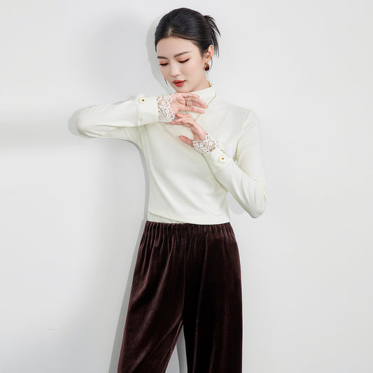 Ultrafine Merino Wool Knitwear 16 Needle Four Flat Dense Weave High Neck Bottoming Sweater Solid Color Simple Versatile Frenc