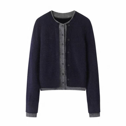 Women's Cashmere Blend Long Sleeve Knitted Sweater Autumn Winter New Design Outerwear Comfortable Loose Fit U-Neck Knitwear