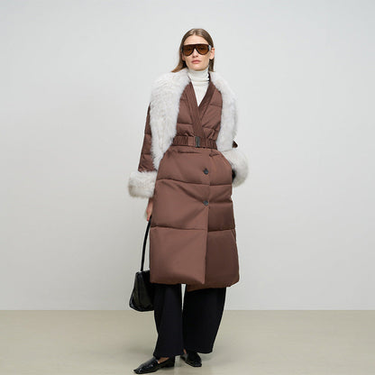 Fox Fur Collar White Goose Down Coat New Autumn Winter Clothes Women Long Thick Warm Real Fur Fluffy Puffer Jacket